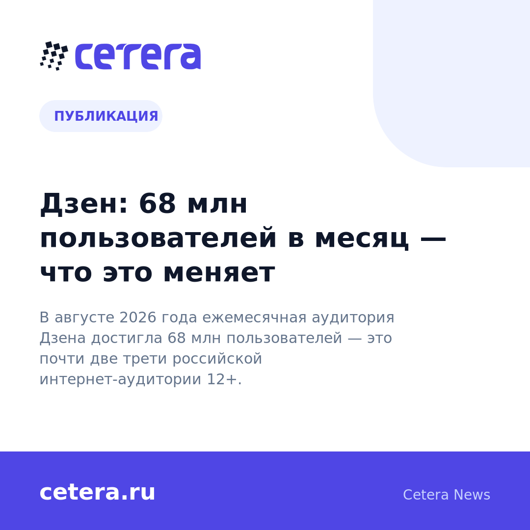 Дзен: 68 млн пользователей в месяц — что это меняет