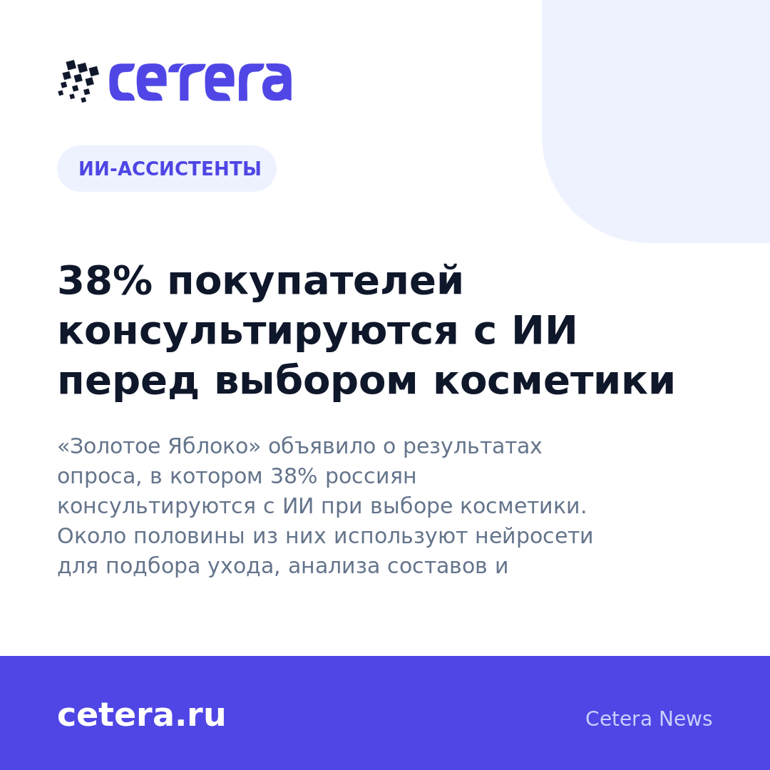 38% покупателей консультируются с ИИ перед выбором косметики